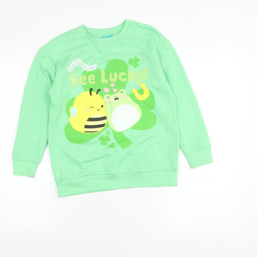 Dunnes Stores Girls Green Squishmallows Bee Lucky Pullover Sweatshirt 9-10 Years