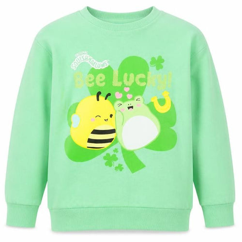 Dunnes Stores Girls Green Squishmallows Bee Lucky Pullover Sweatshirt 9-10 Years