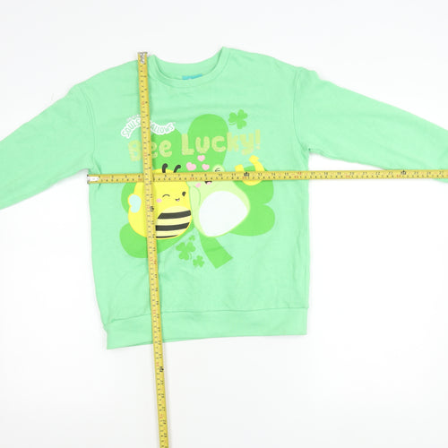 Dunnes Stores Girls Green Squishmallows Bee Lucky Pullover Sweatshirt 9-10 Years