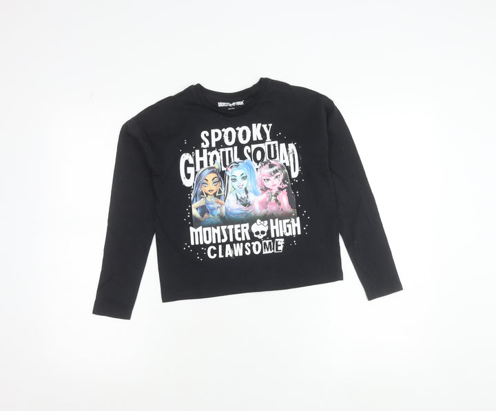 Monster High Teens Black Long Sleeve Graphic T-Shirt 9-10 Years