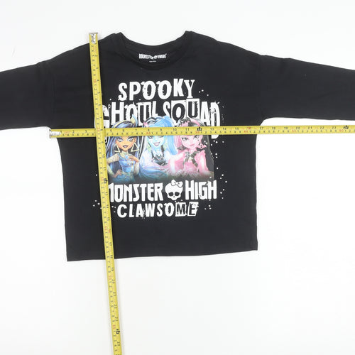 Monster High Teens Black Long Sleeve Graphic T-Shirt 9-10 Years