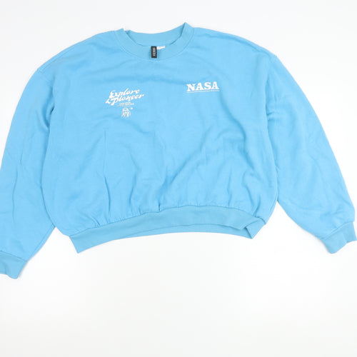 H&M Divided Women Blue NASA Graphic Crew Neck Pullover Sweatshirt XL