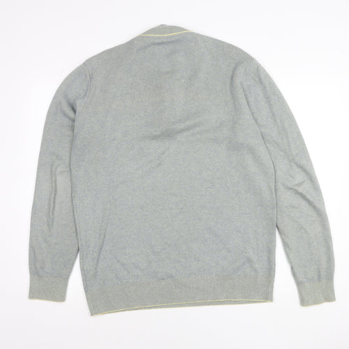 Benetti Men's Grey Cotton 1/2 Zip High Neck Sweatshirt L
