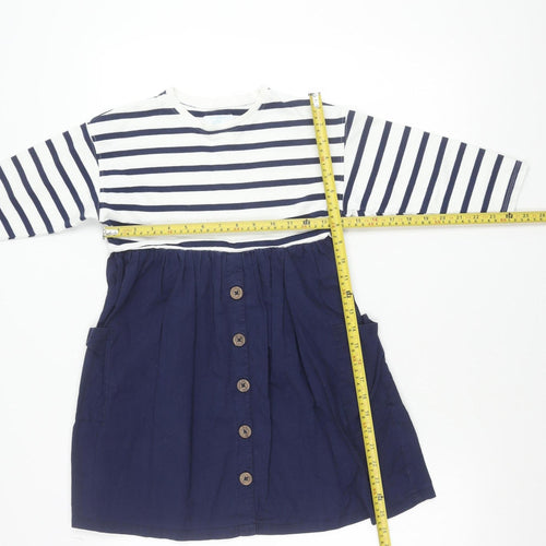 Leigh Tucker Willow Teens Blue White Striped Cotton Skater Dress 6
