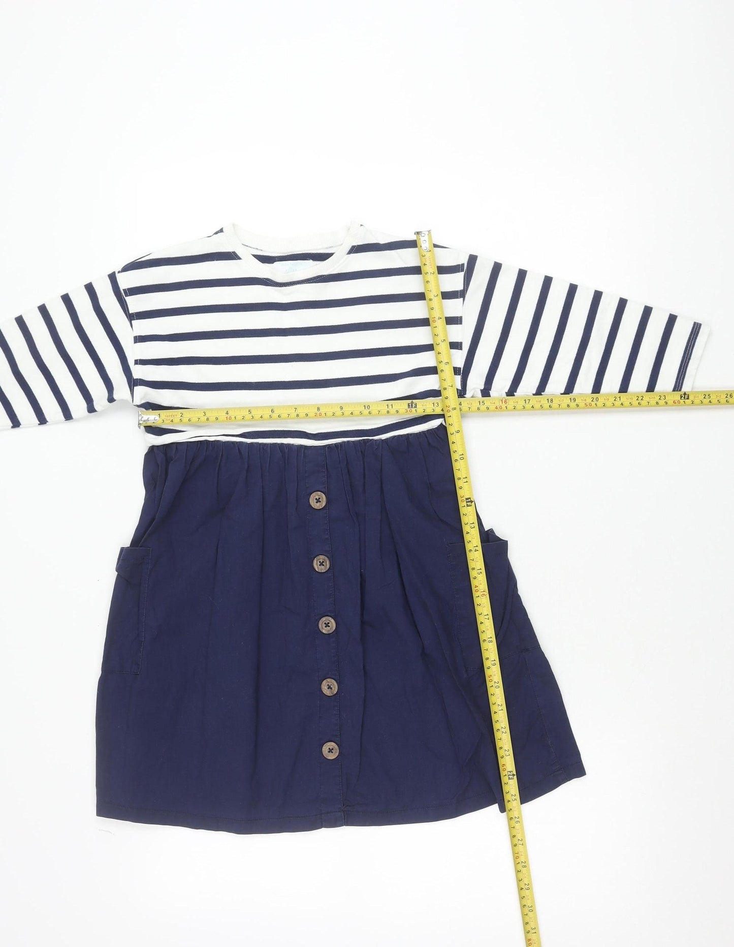 Leigh Tucker Willow Teens Blue White Striped Cotton Skater Dress 6