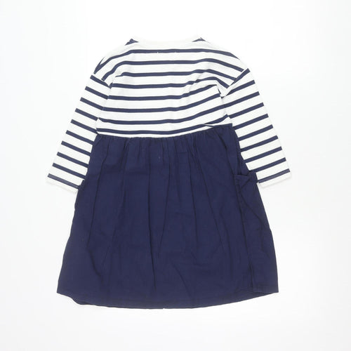 Leigh Tucker Willow Teens Blue White Striped Cotton Skater Dress 6