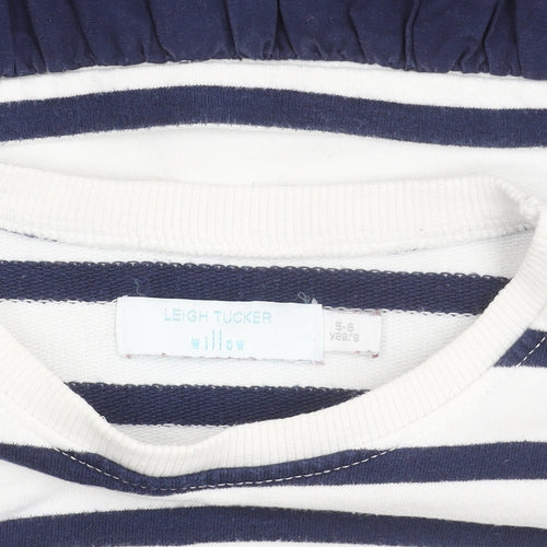 Leigh Tucker Willow Teens Blue White Striped Cotton Skater Dress 6