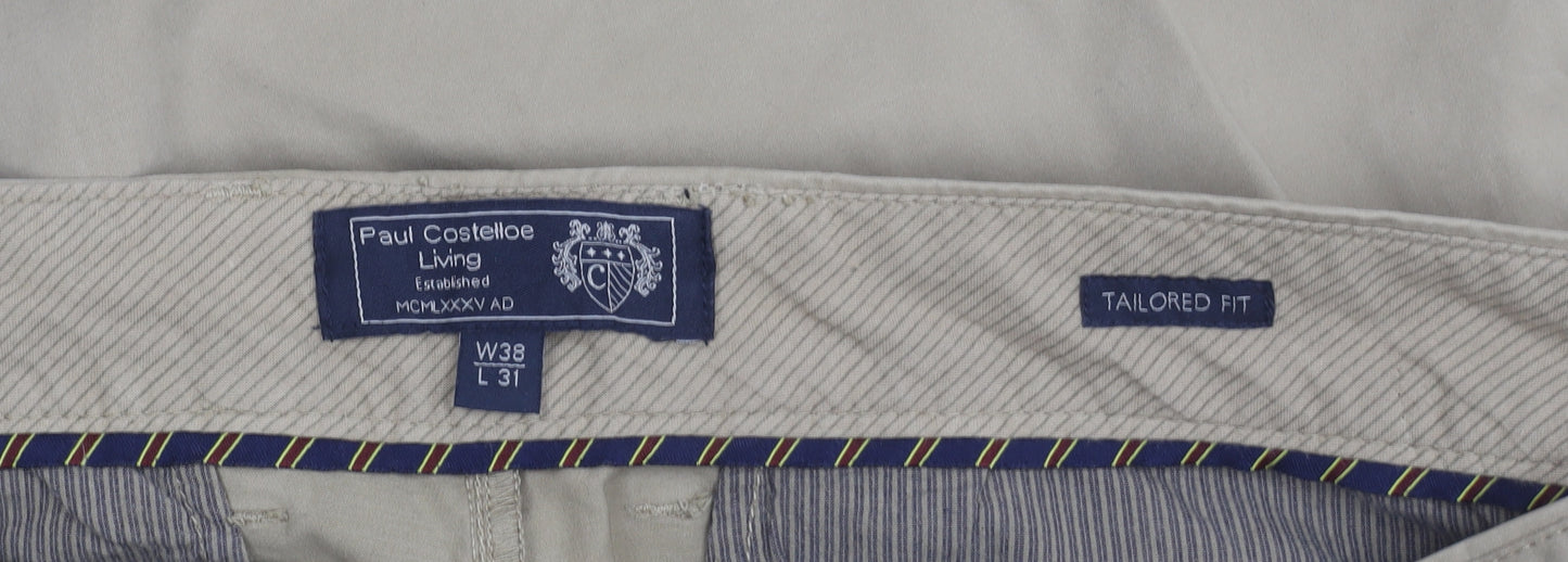 Paul Costelloe Living Men’s Beige Chino Trousers 38W 31L Tailored Fit