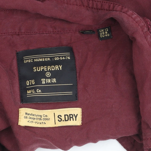 Superdry Womens Red Lyocell Embroidered Button-Up Shirt Size 12