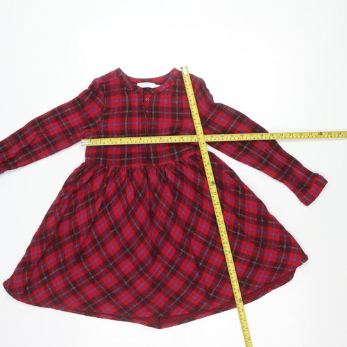 Les Bon Trucs Teens Red Check Long Sleeve Shirt Dress Size 6