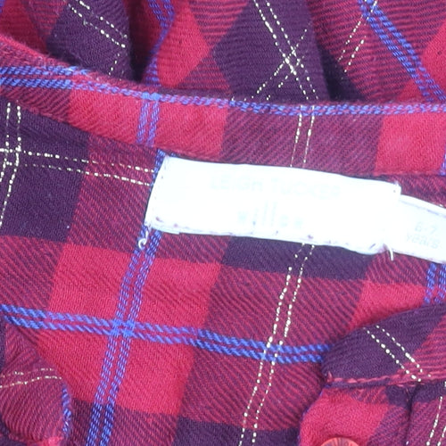 Les Bon Trucs Teens Red Check Long Sleeve Shirt Dress Size 6