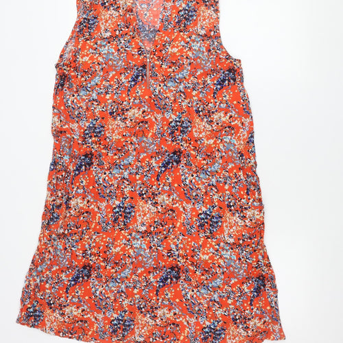 Rowen Avenue Women’s Orange Floral Sleeveless V-Neck Shift Dress XL