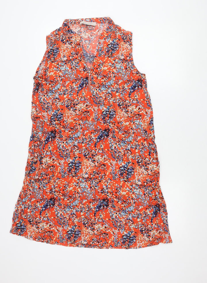 Rowen Avenue Women’s Orange Floral Sleeveless V-Neck Shift Dress XL