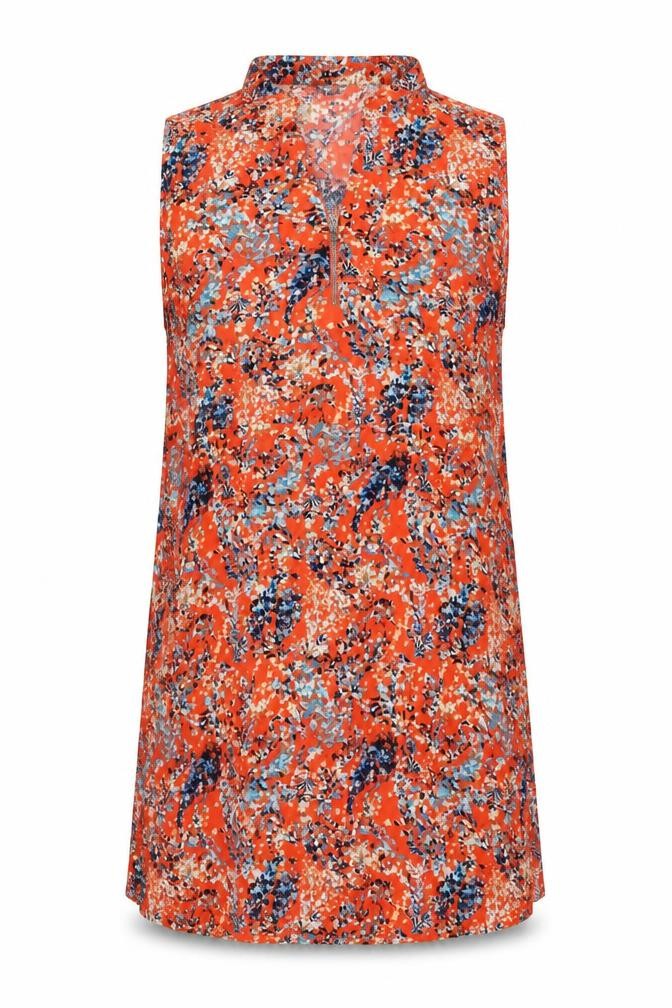 Rowen Avenue Women’s Orange Floral Sleeveless V-Neck Shift Dress XL