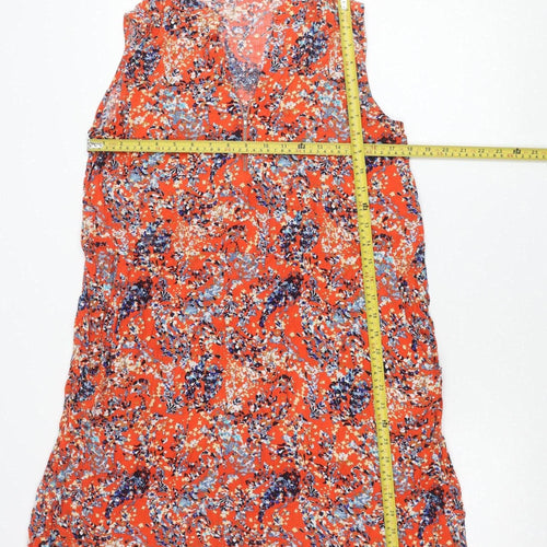 Rowen Avenue Women’s Orange Floral Sleeveless V-Neck Shift Dress XL