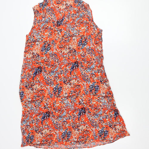 Rowen Avenue Women’s Orange Floral Sleeveless V-Neck Shift Dress XL