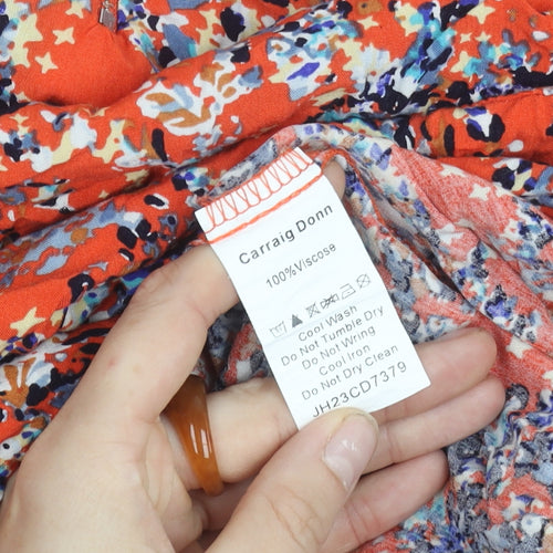 Rowen Avenue Women’s Orange Floral Sleeveless V-Neck Shift Dress XL