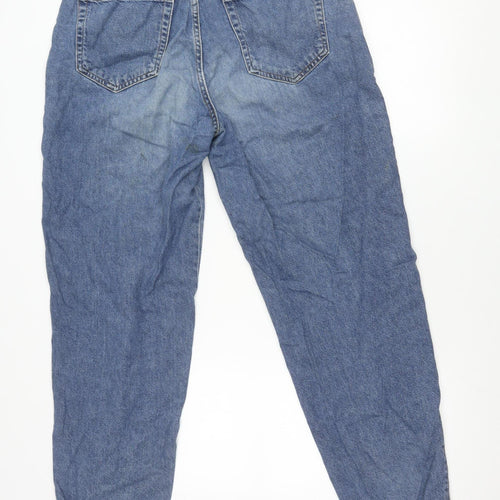 Pull & Bear Men's Blue 32in Regular Fit Distressed Straight Jeans