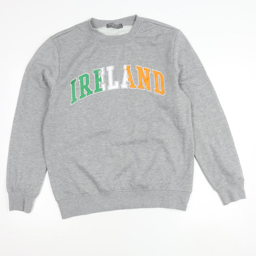 Primark Mens Grey Ireland Logo Sweatshirt Medium Crew Neck Fleece