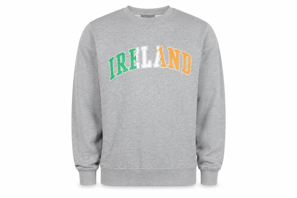 Front view of Primark men’s grey ireland logo sweatshirt medium crew neck fleece