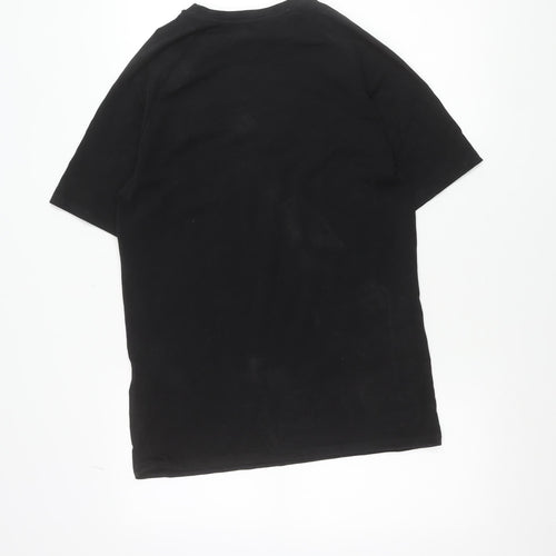boohooMAN Men's Black Cotton Elastane Crew Neck T-Shirt Size M