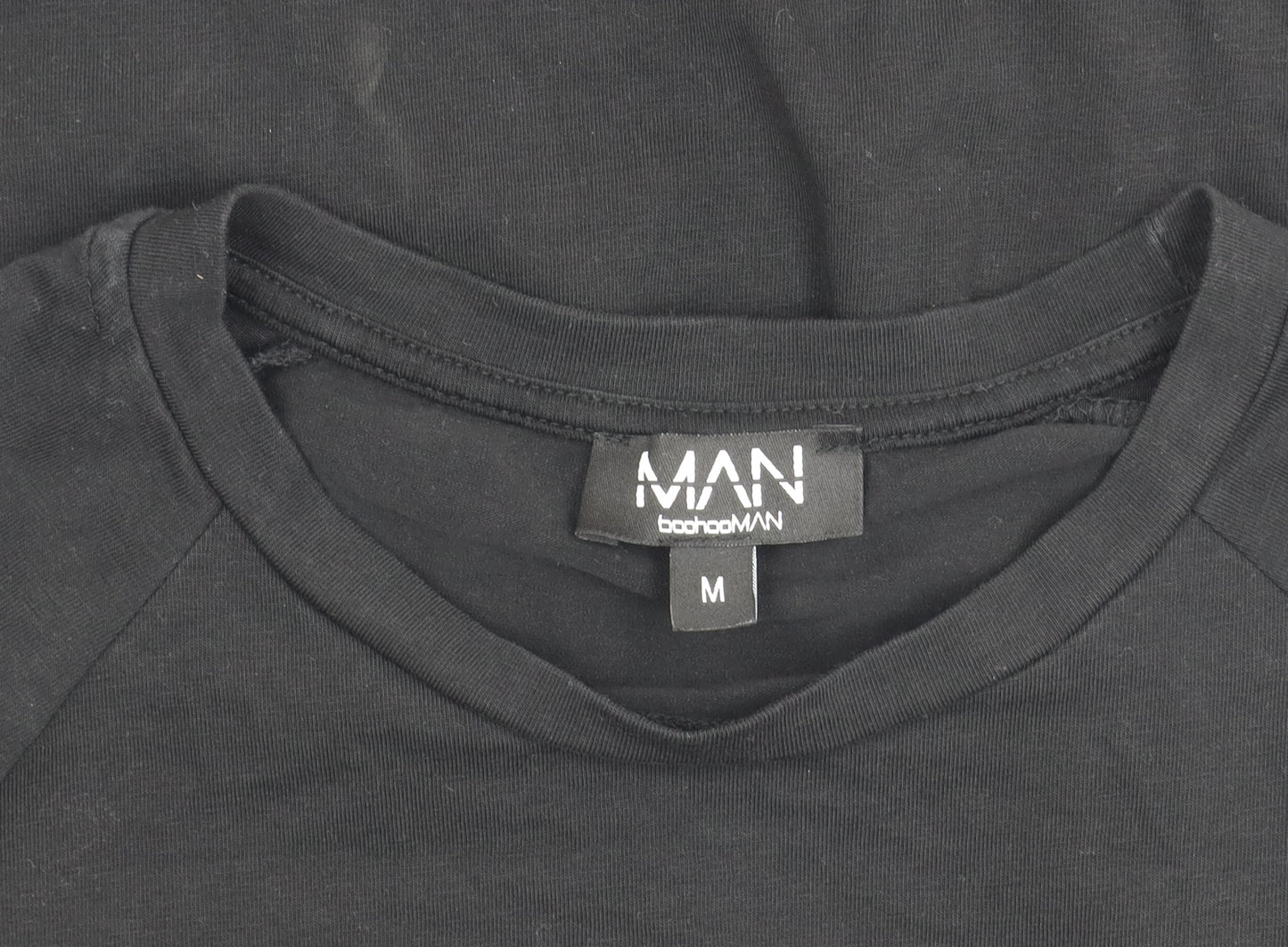 boohooMAN Men's Black Cotton Elastane Crew Neck T-Shirt Size M