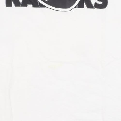 NFL Team Apparel Boys White Raiders T-Shirt 10-11 Years Cotton Crew Neck
