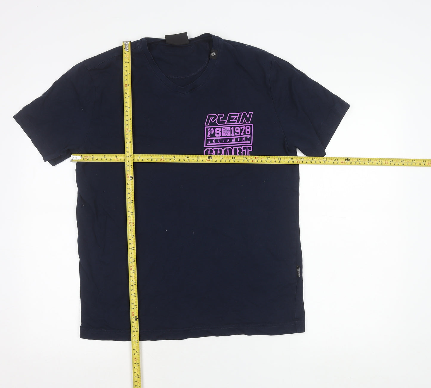 Plein Sport Men's Blue Graphic Logo T-Shirt Size L Regular Fit