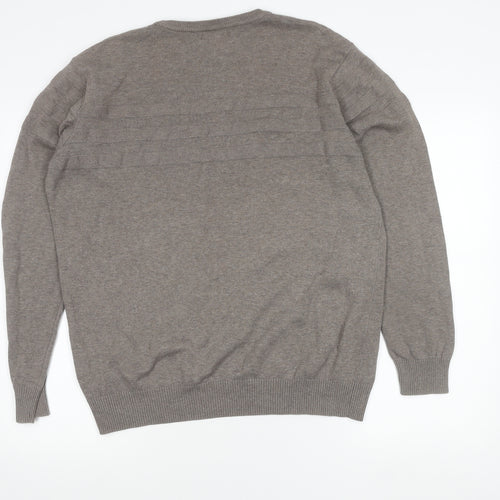 Thomas Nash Men's Grey Cotton Crew Neck Jumper Size L
