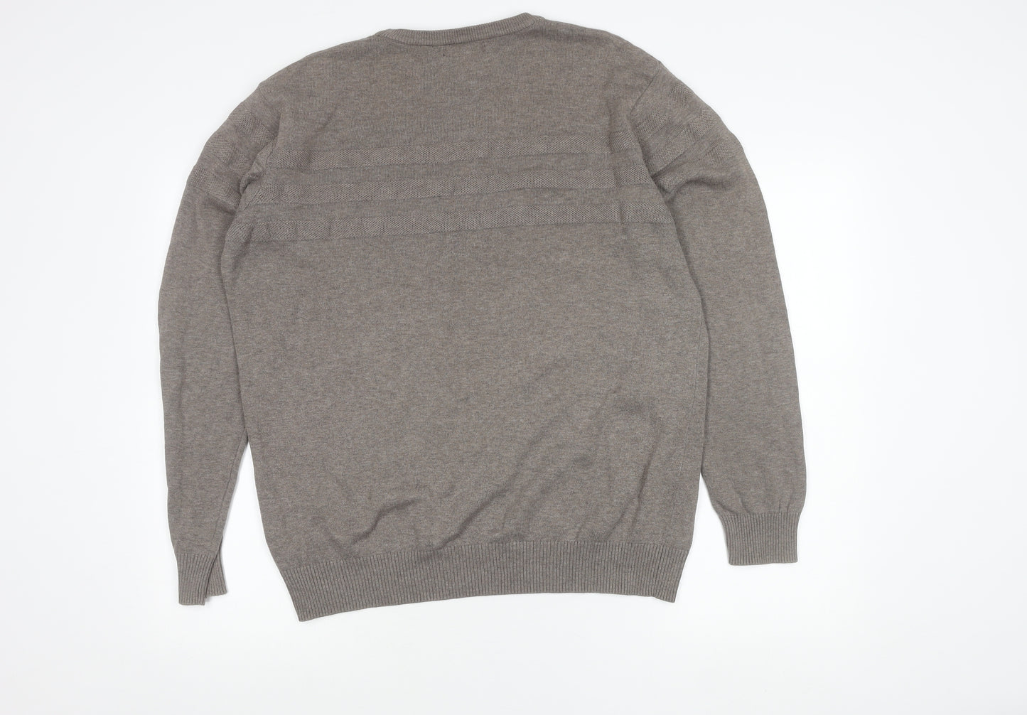Thomas Nash Men's Grey Cotton Crew Neck Jumper Size L