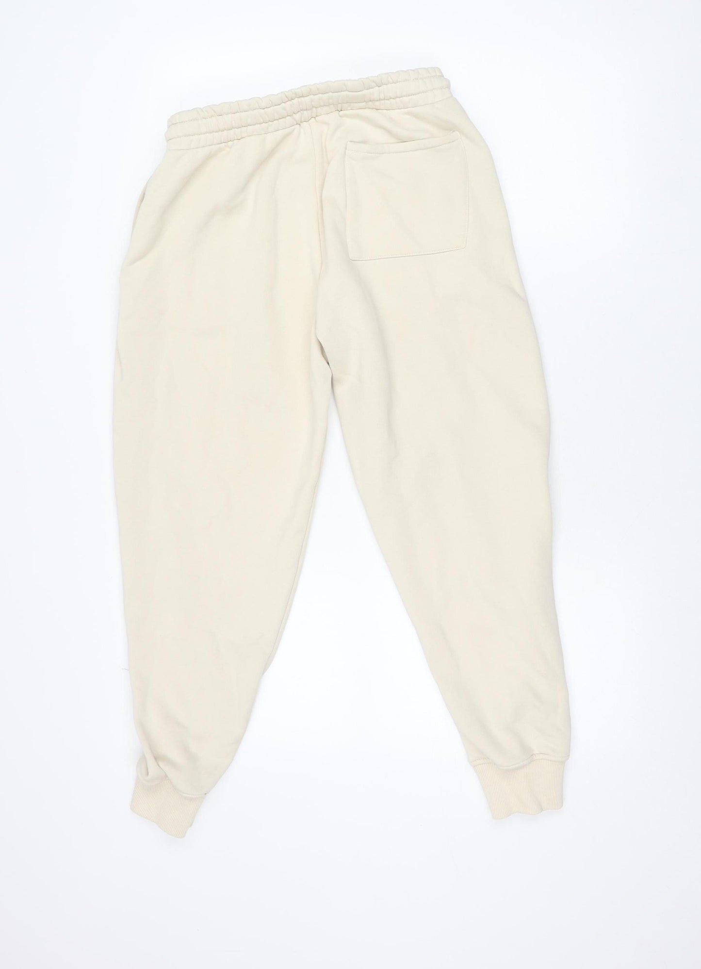 ZARA Women's Beige Fleece Jogger Trousers M Elastic Waist Comfort Fit