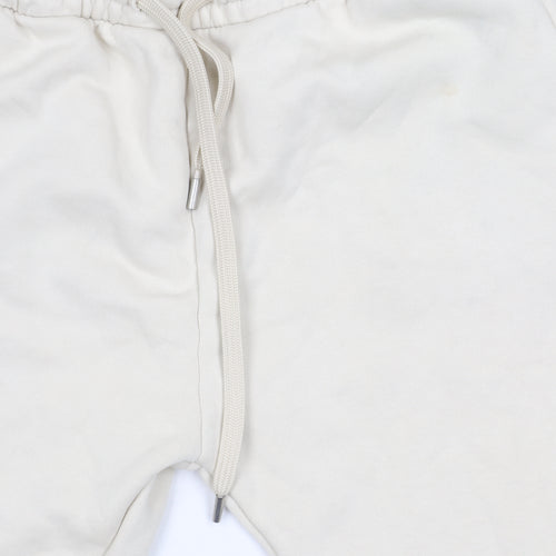 ZARA Women's Beige Fleece Jogger Trousers M Elastic Waist Comfort Fit