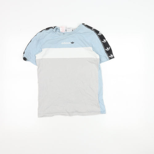 Adidas Boys Blue Colourblock Logo Short Sleeve T-Shirt 11-12 Years