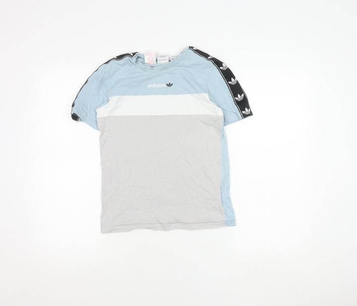 Adidas Boys Blue Colourblock Logo Short Sleeve T-Shirt 11-12 Years
