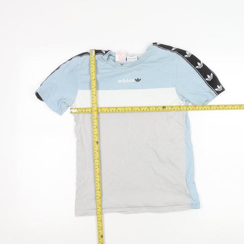 Adidas Boys Blue Colourblock Logo Short Sleeve T-Shirt 11-12 Years