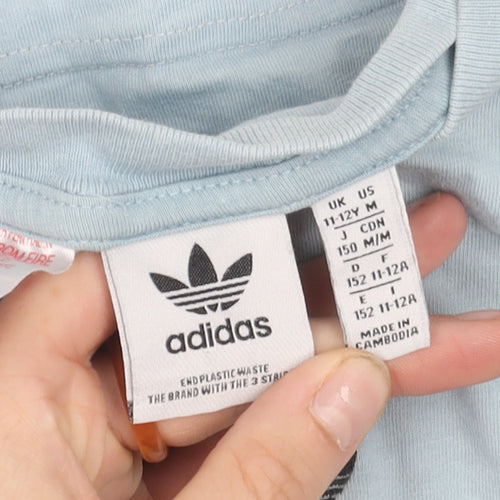 Adidas Boys Blue Colourblock Logo Short Sleeve T-Shirt 11-12 Years