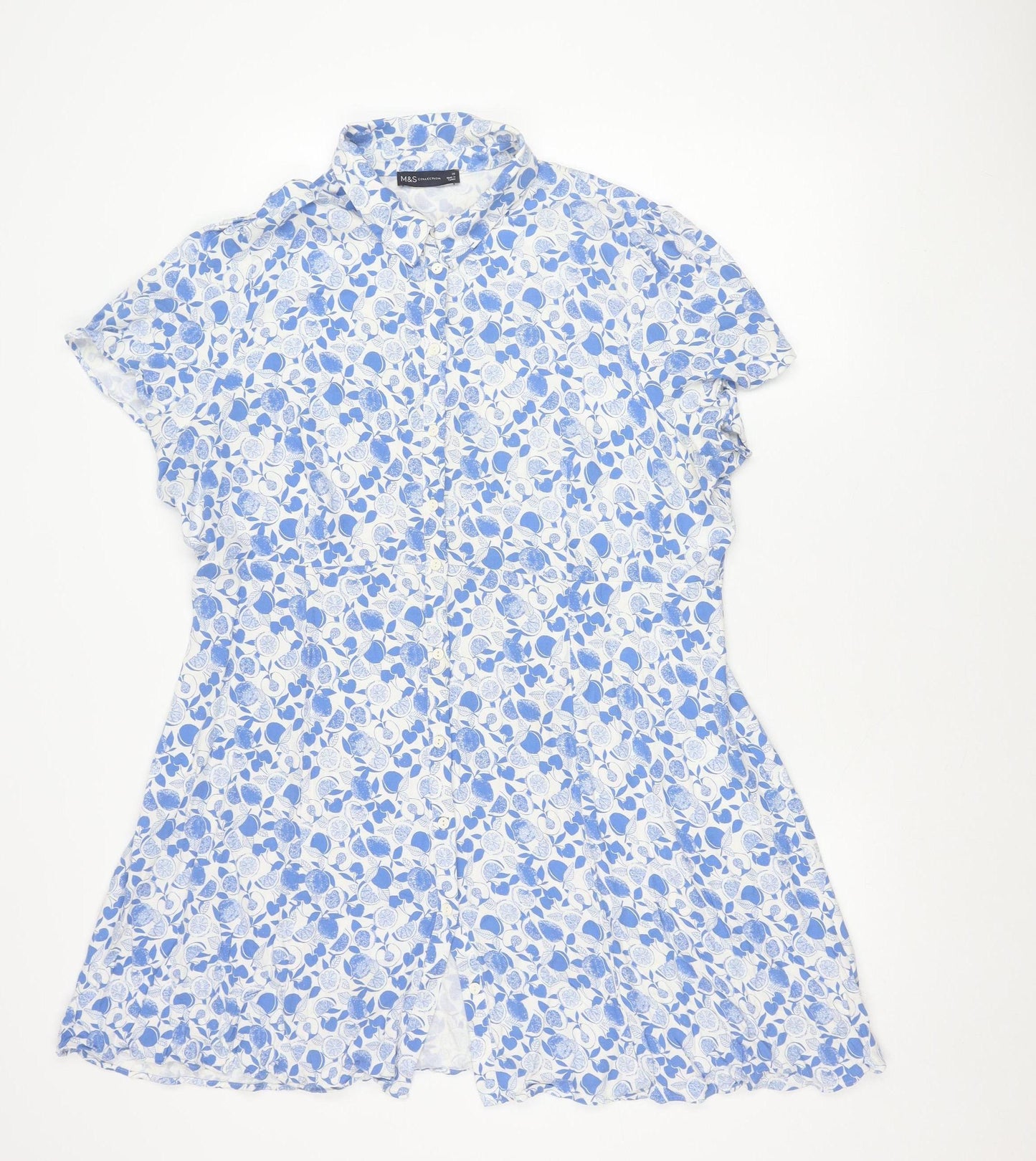 Marks and Spencer Women's Blue Floral A-Line Dress Size 20
