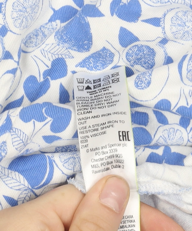 Marks and Spencer Women's Blue Floral A-Line Dress Size 20