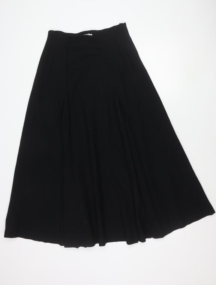 Liz Claiborne Women Black A-Line Midi Skirt High Waist