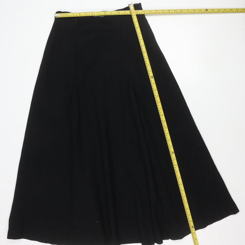 Liz Claiborne Women Black A-Line Midi Skirt High Waist