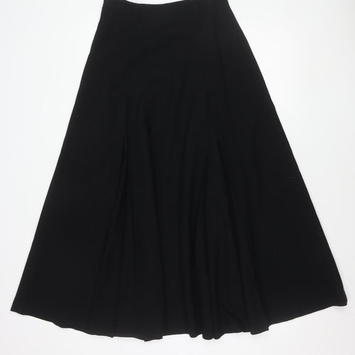 Liz Claiborne Women Black A-Line Midi Skirt High Waist