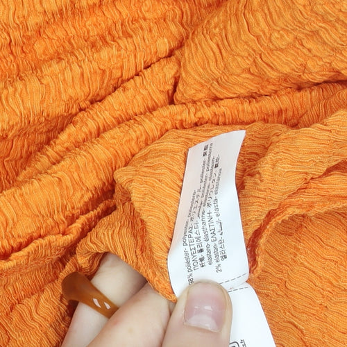 Zara Womens Orange Bodycon Strapless Midi Dress Size L
