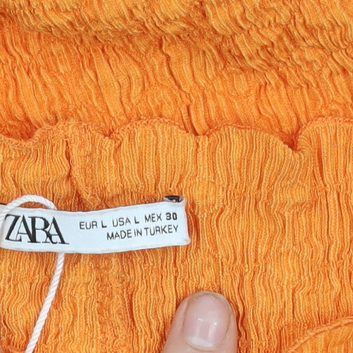 Zara Womens Orange Bodycon Strapless Midi Dress Size L