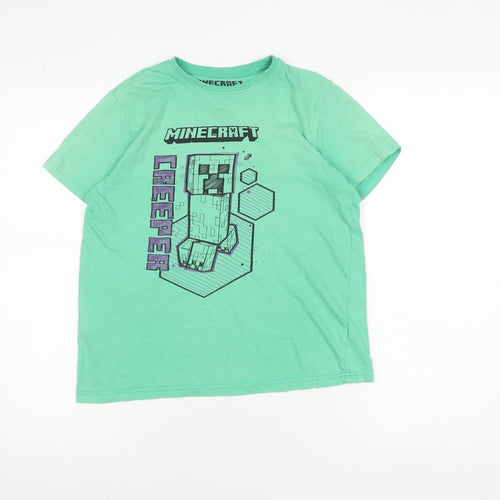 Minecraft Boys Green Creeper Graphic T-Shirt 10-11 Years 100% Cotton