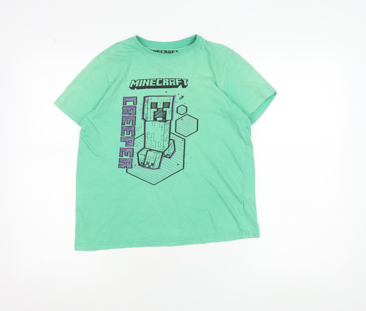 Minecraft Boys Green Creeper Graphic T-Shirt 10-11 Years 100% Cotton