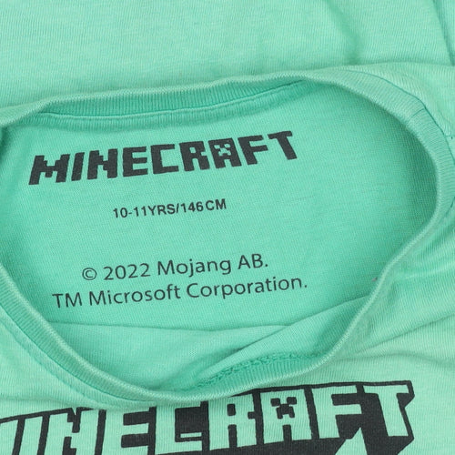 Minecraft Boys Green Creeper Graphic T-Shirt 10-11 Years 100% Cotton