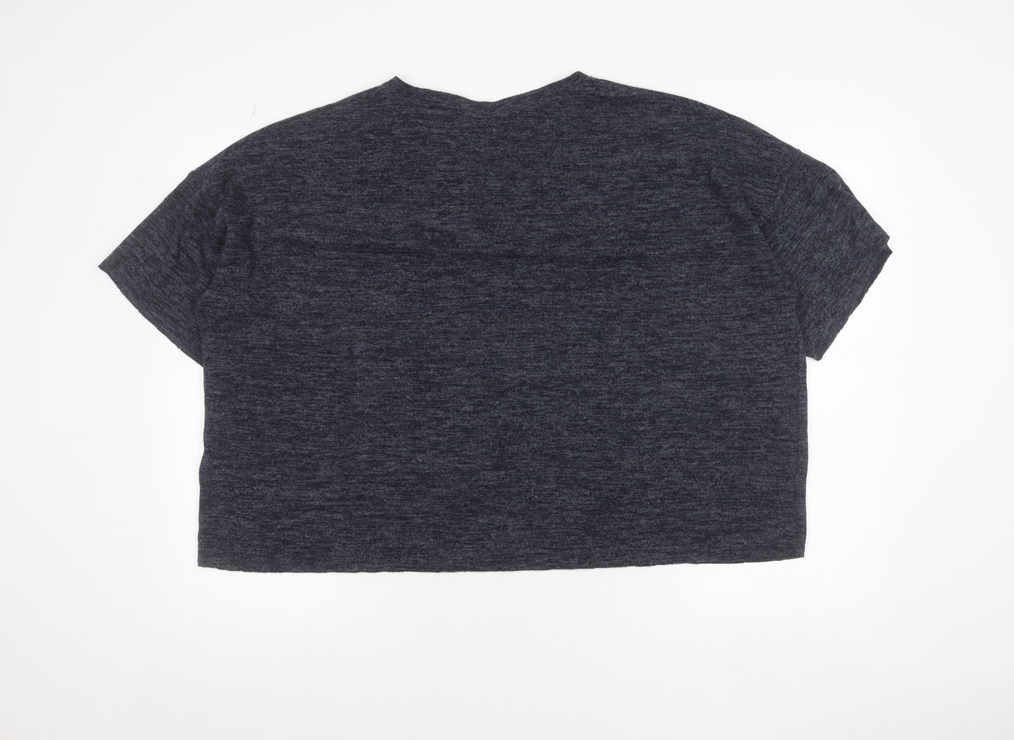 ZARA Women Blue Cropped Relaxed Fit Jersey T-Shirt Size L