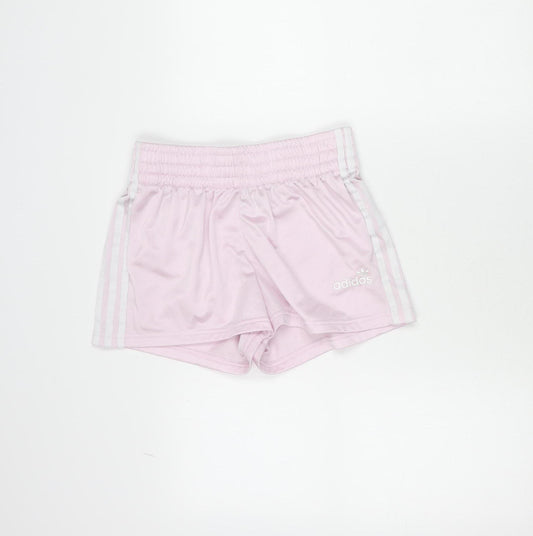 Adidas Womens Pink Biker Activewear Shorts Size 10 Elastic Waist