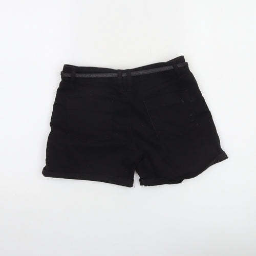 Denim Co. Girls Black Chino Shorts 13 Years Cotton Stretch Embellished