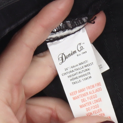 Denim Co. Girls Black Chino Shorts 13 Years Cotton Stretch Embellished